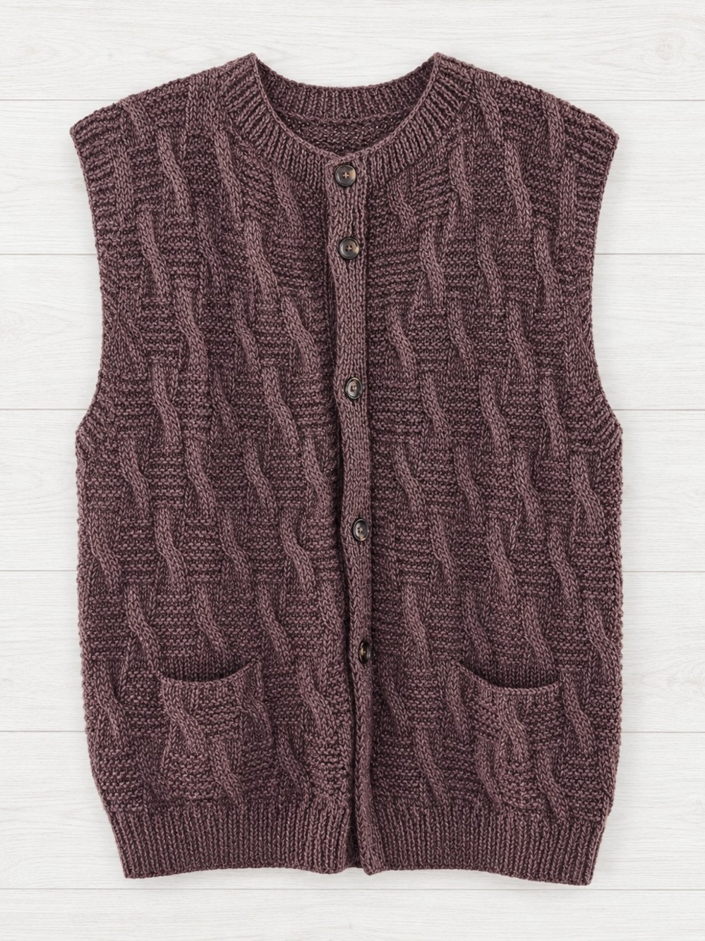 Hand-Knit Textured Sweater Vest